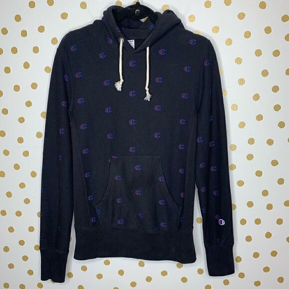 CHAMPION Reverse Weave All Over Logo Hoodie M - Picture 2 of 6